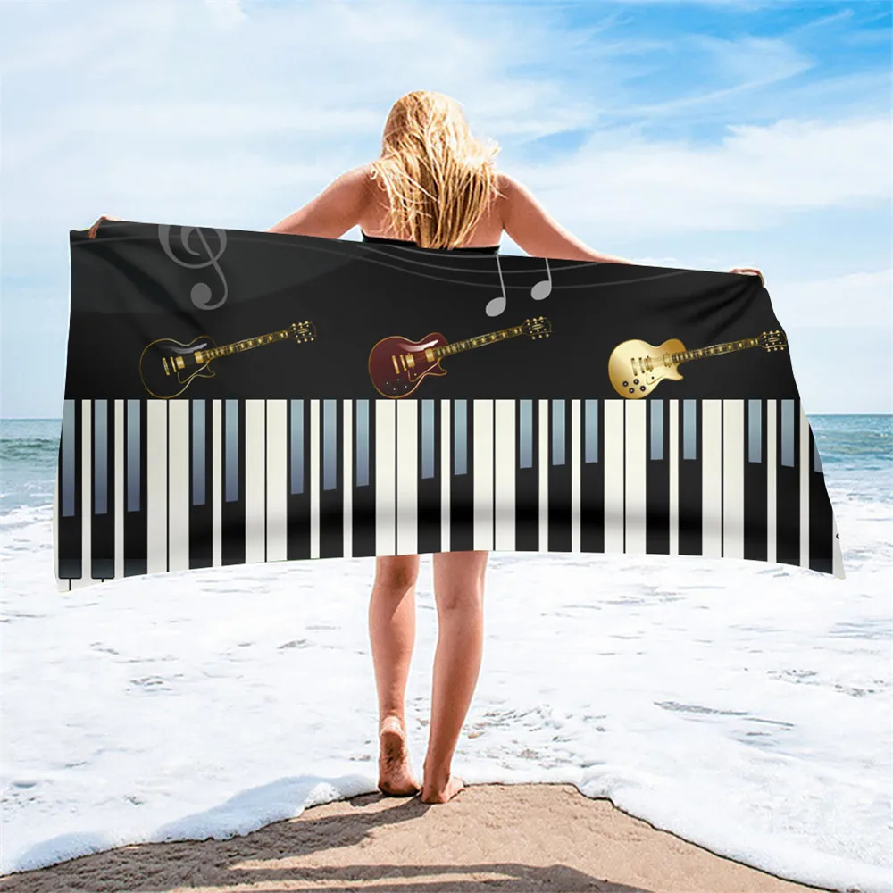 Music Notes Piano Printing Beach Towel Women Men Kids Face Bathing Home Towels Quick Dry Super Soft Beach Swimming Travel Yoga