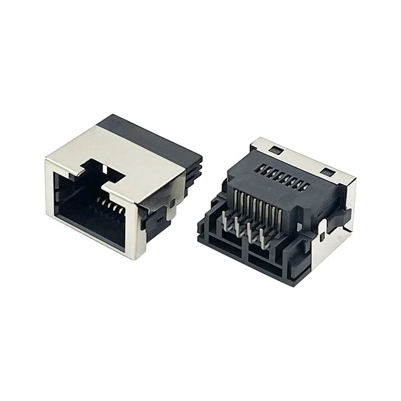 

10PCS RJ45 flush-mounted network socket without indicator light, total height 9.8mm, height on board 5.8mm.