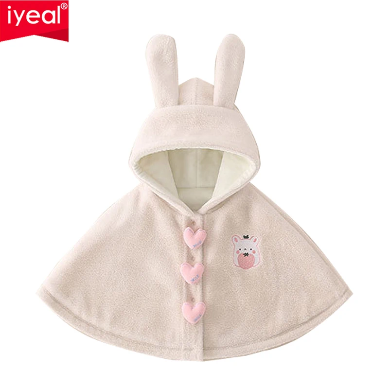 IYEAL Autumn Winter Baby Girls Windproof Cloak Girl's Velvet Cotton Coat Winter Baby Girl Princess Windshield Cloak