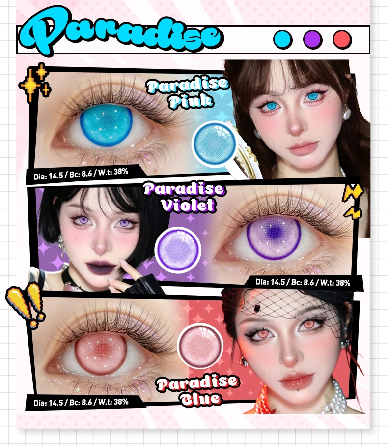 VISUASHOW Cyber Anime Cosplay Linsen Violette Weiche Farbige Kontaktlinsen für Halbjährlichen Gebrauch für Tägliche Party-Kosmetik Augenkontakte – Detail 4