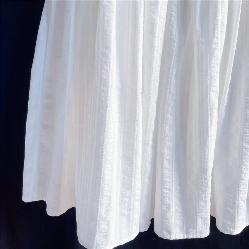 Cotton Embroidered f Skirt Women's Summer Loose Meat Covering Umbrella Skirt Elastic Waist Midi A-Line Sweet Skirt