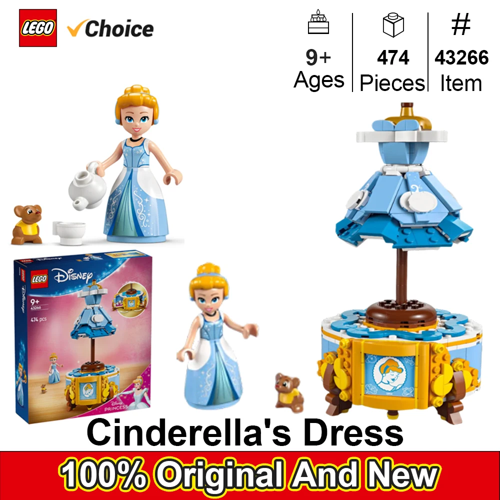 

LEGO 43266 Disney Princess Cinderella’s Dress Kids Toy with Minidoll Character-Fun Building Toy for Girls and Boys Ages9 and Up