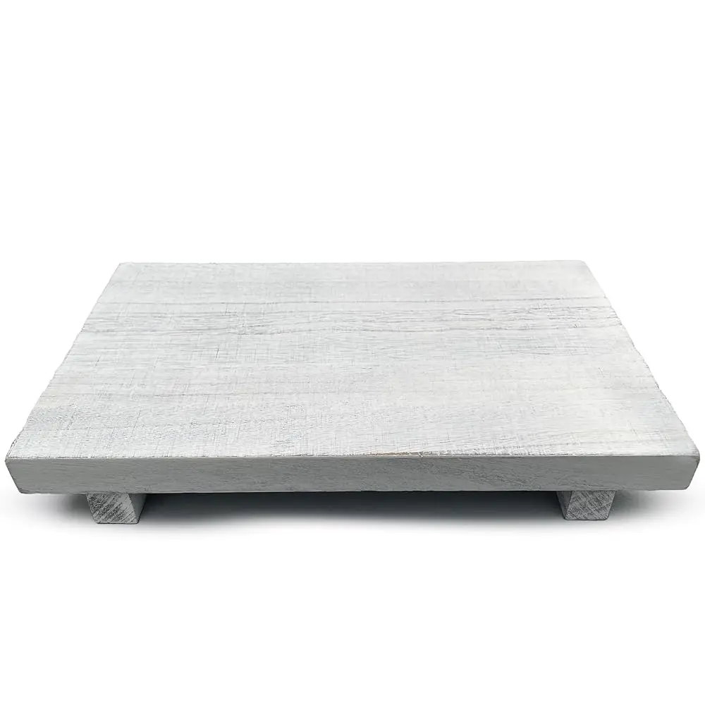 

Free Shipping-Rustic Wood Riser - Rectangular Soap Tray, Candle Holder, Plant Stand - White, 12 x 7 x 1.5 Inch