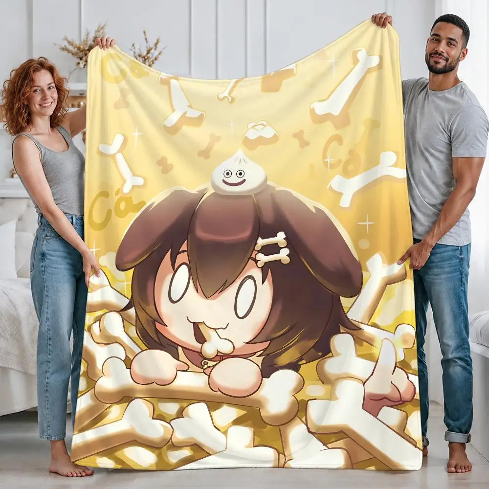 Cute Virtual hololive Inugami Korone Throw Custom Printed Flannel Fleece Blanket for Sofa Bed Office Travel & Camping