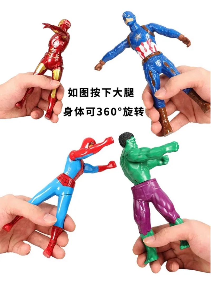 Marvel Cute Action Figures Iron Man Anime Models Spider-Man Toys for Kids Captain America Hulk Dolls Creativity Superheroes 18cm