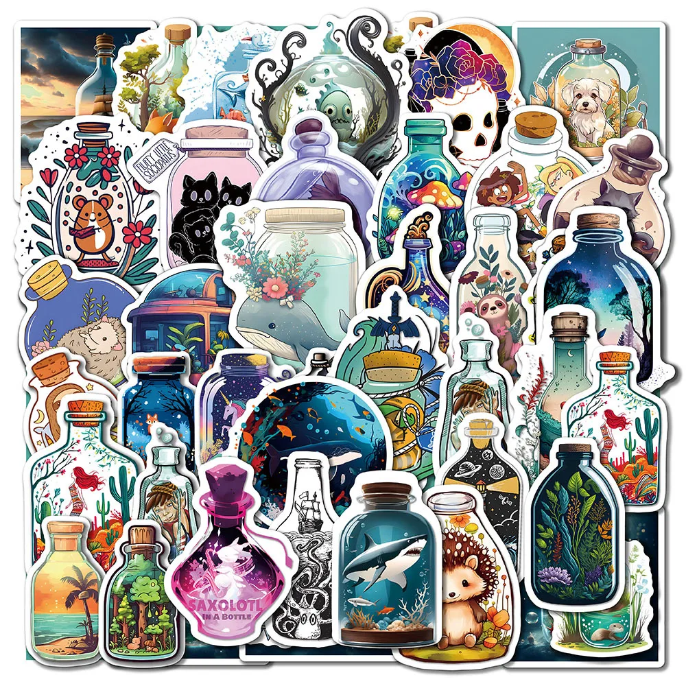 10/30/50pcs World In A Bottle Cartoon Graffiti Sticker Scrapbook Laptop Kids Toys Helmet Water Bottle Decorative Car Sticker