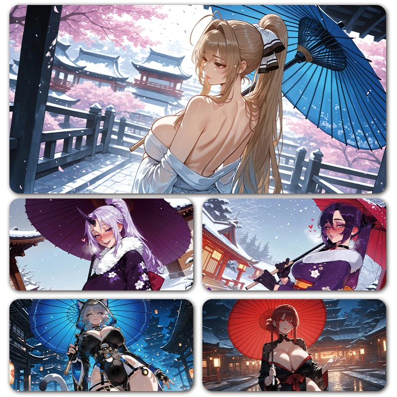 Fashion Beautiful Anime Umbrella girl Art Style XXL Gaming Mousepad XXL Mouse Pad Non-slip Keyboard Mats Mousepad