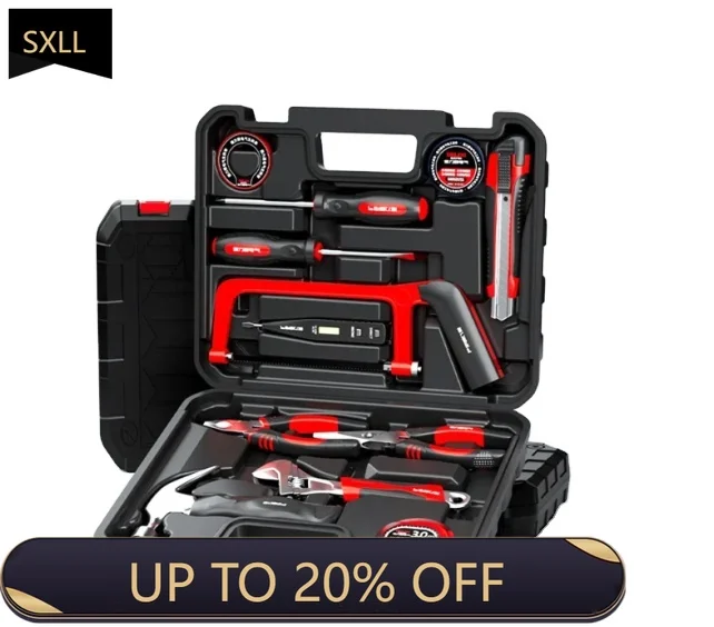 

SXLL Электрический ручной многофункциональный бытовой набор инструментов с плоскогубцами, молотком, жесткой коробкой, упаковкой, могут быть изготовлены по индивидуальному заказу OEM