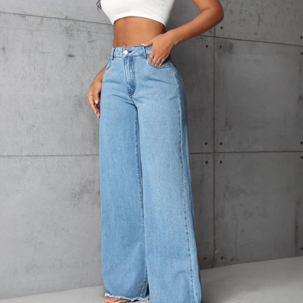 Low Rise Denim Jeans Sexy Women's Fashion Pants Floor-Length Tight Fit Cotton Fabric Folded  Super Low Waist Dirty Pink