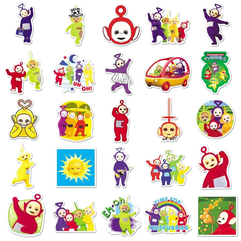 50pcs Teletubbies Animated Stickers Suitcase Water Cup Stationery Mobile Phone Scooter Laptop Refrigerator Decorative Stickers