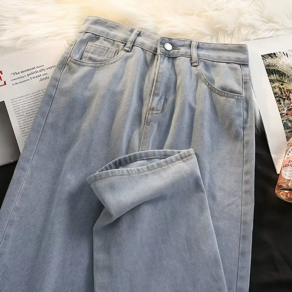 

Повседневные винтажные американские широкие джинсы, мужские свободные джинсовые брюки прямого кроя, осень-зима, износостойкие модные уличные джинсы