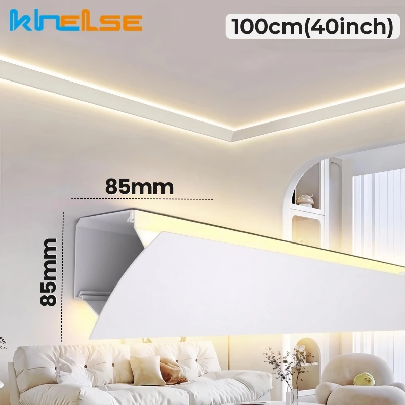 V85mm Top Corner Line LED Aluminum Profile Ceiling-Free Mounted Drywall Channel Up Down Glow Wall Washer Gypsum Bar Strip Lights