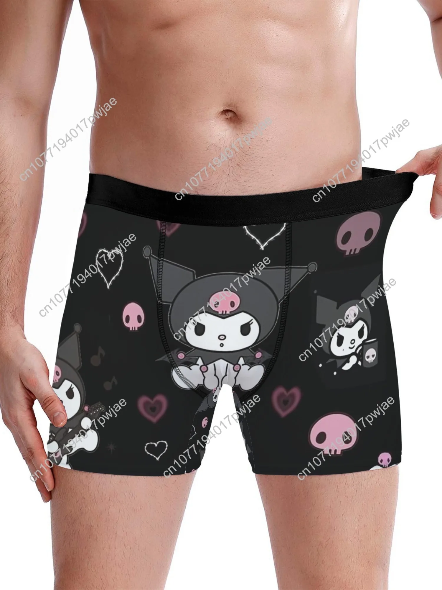 Calzoncillos bóxer para hombre con estampado de Sanrio Kuromi, ropa interior masculina con estampado de grafiti a la moda, regalo para novio o marido, Nov