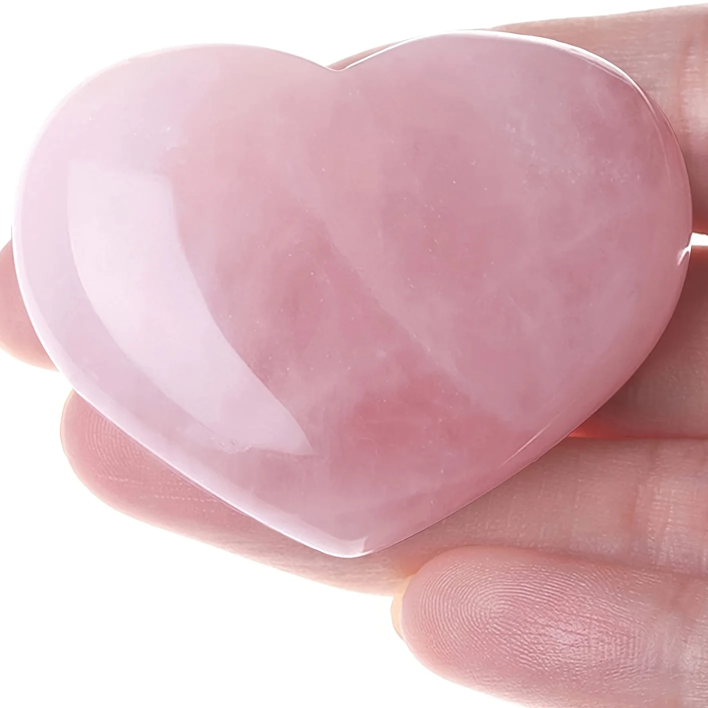 45mm Rose Quartz Heart Pink Crystals Healing Stone Gifts Natural Reiki Quartz Love Crystal Decor Pocket Meditation Good Luck Rel