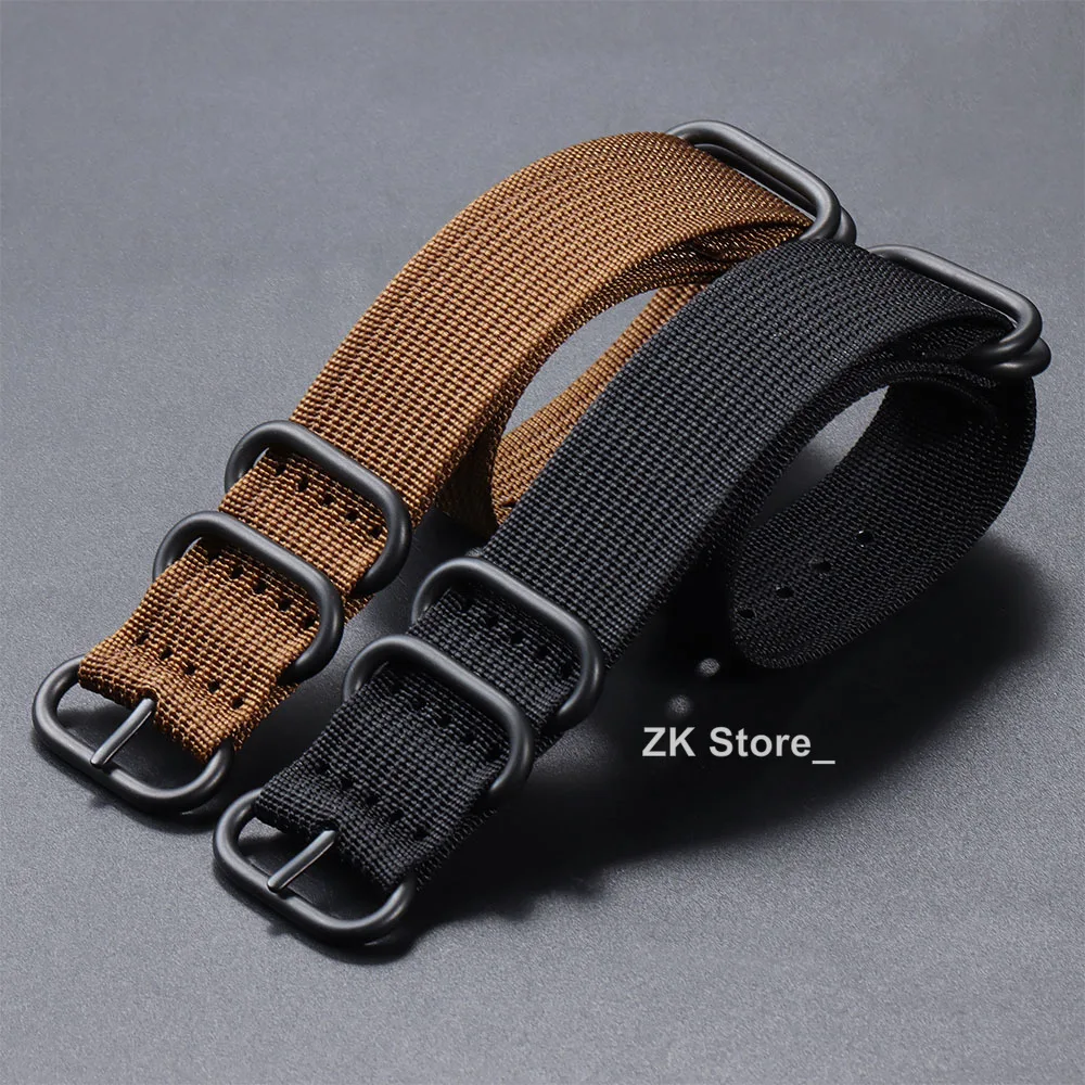 Quality Ribbed Watch Band Black Ring Buckle Nylon Striped Strap for Omega Military Weave Sport Bracelet Belt 18mm 20mm 22mm 24mm