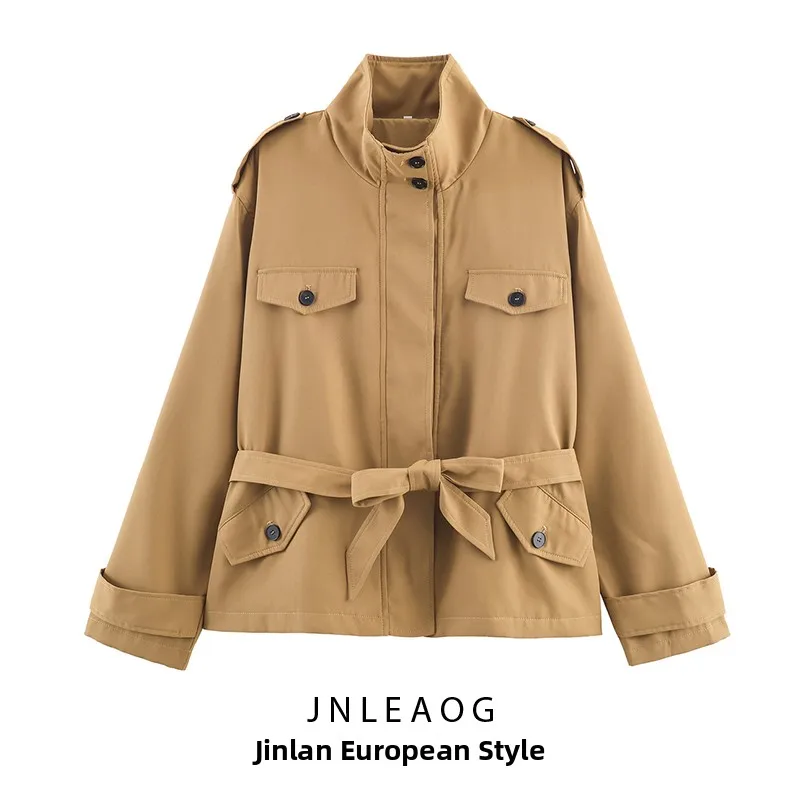 

Faionable Versatile Autumnal Women's Coat with ket Ele Commute Sle Long Sve Suit Collar Mid-Length Polyester Fiber