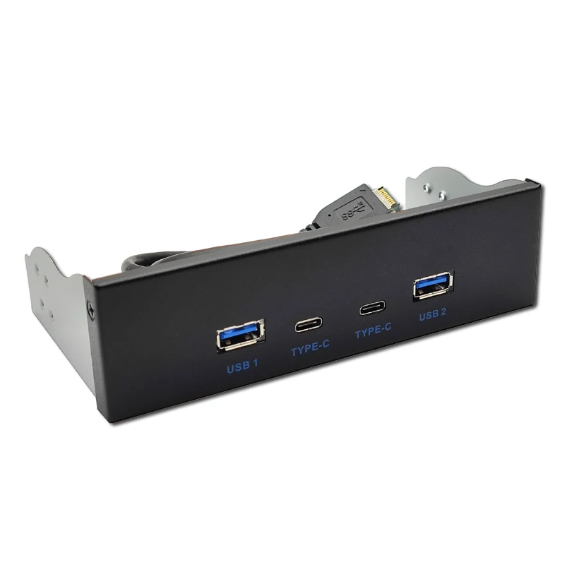 USB 5.25 "แผงด้านหน้าสำหรับ PC 2พอร์ต USB3.1ประเภท C 2พอร์ต USB3.2 Gen2 Hub 10Gbps power Jumper สำหรับ CD-ROM Optical ถาด