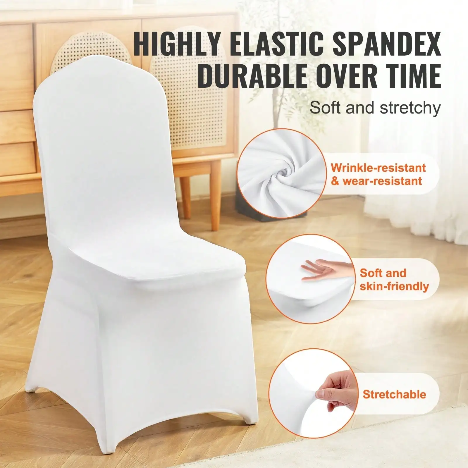 50Pcs White Stretch Spandex Folding Chair Covers, Universal Fitted Chair Cover, Removable Washable Protective Slipcovers, For Wedding, Holiday, Banquet, Party, Celebration, Dining, Christmas Decor