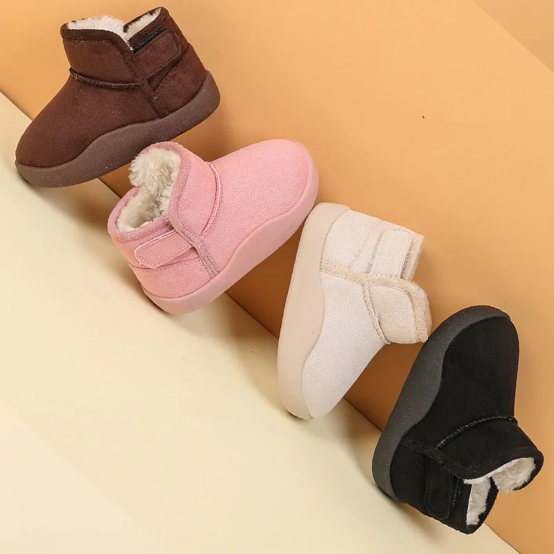 Baby Warm and Cashmere Shoes Winter Cotton Shoes Thickened Parent-child Indoor Children Soft Soles Non-slip Comfort