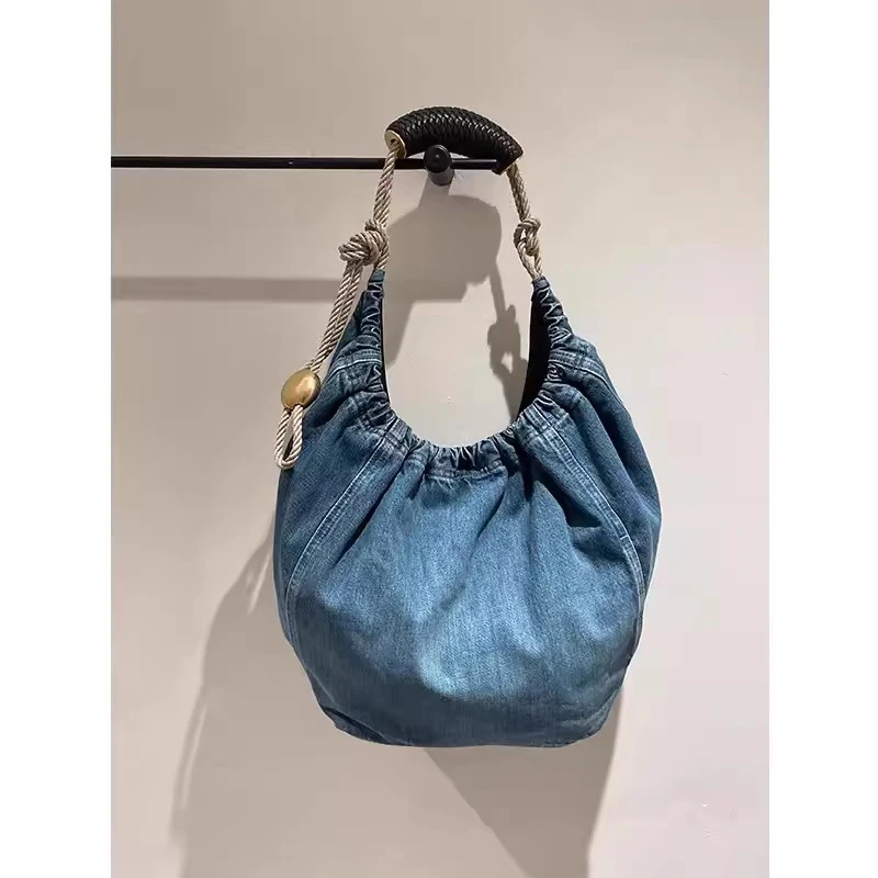 Denim Messenger Bag for Women Fashion Shoulder Bags Chic Hobo Casual Crossbody Bag Outdoor Travel Tote Women\'s Bag 2024