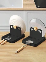 1/2pcs Multifunctional Pan Pot Lid Holder Stand Pan Pot Cover Rack Spoon Rest Pot Lid Spatula Spoon Storage Shelf Kitchen Tools 6