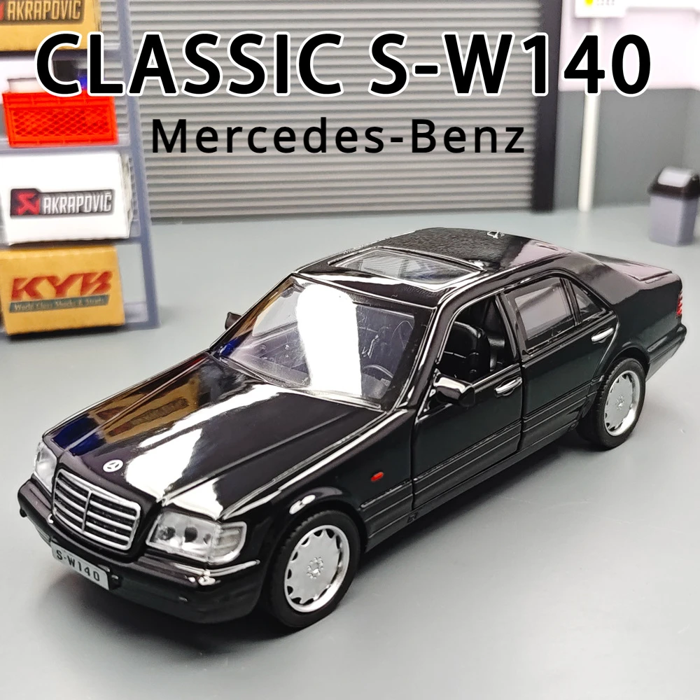 1:32 Mercedes Benz S W140 Alloy Model Car Sound Light Pull-back Light Sound Alloy Vehicle Model Toys For Children