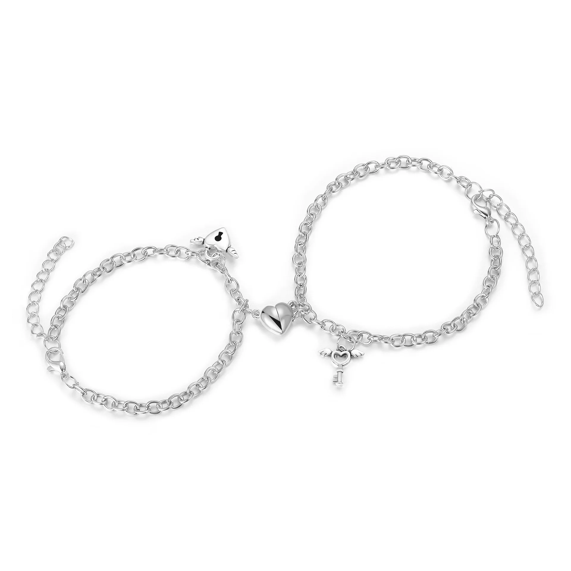 2pcs Matching Couple Bracelets Set Peach Heart Bracelet Pinky Promise Couples Bracelet for Boyfriend Girlfriend Gifts view 4