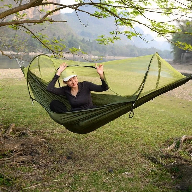 أرجوحة التخييم مع لفة الوقاية من البعوض صافي التخييم النايلون المحمولة كرسي هزاز في الهواء الطلق صافي أرجوحة في الهواء الطلق #2