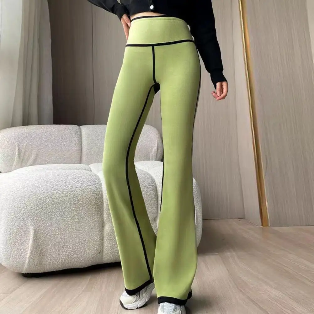 Women Pants High Waist Thermal Fleece Flared Pants for Women Warm Velvet Sports Leggings Resistant Streetwear Flared Trousers