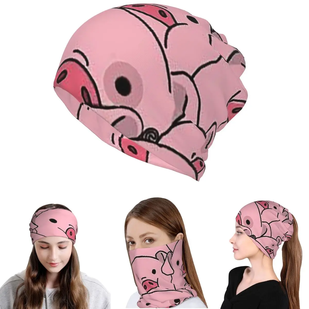 

Cute Pet Pig Waddles Cartoon Bandana Neck Cover Wrap Mask Scarf Multi-use Cycling Scarf Beanies Hat Unisex Adult Breathable