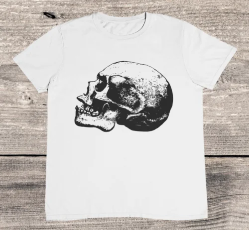 Vintage Skull Tekening T-Shirt-Retro Skull-Skelet-100% Premium Katoen