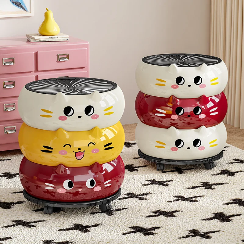 Movable Rolling Trash Can Flip Lid Design Household Waste Bin, Portable Garbage Basket for Kitchen Bedroom Living Room Bathroom