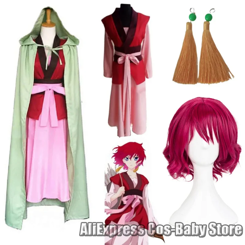 Anime Princess Yona Cosplay Costumes Anime  no Yona Role Play Dress Cloak Uniform And Wigs Hairs For Women Girls