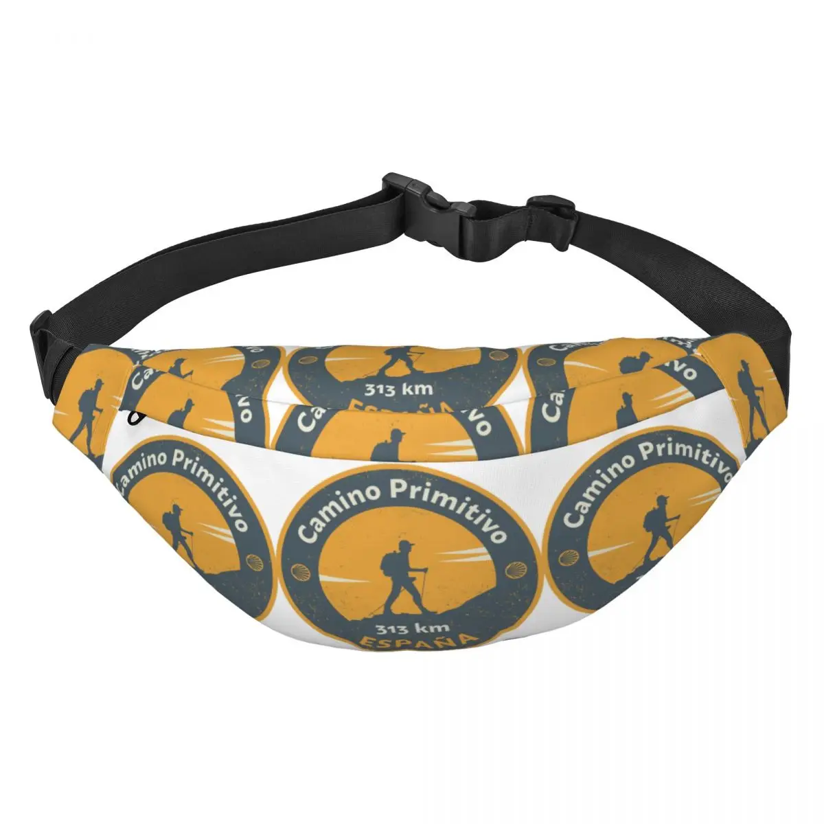 

Custom Camino De Santiago Fanny Pack Men Women Camino Primitivo Sling Crossbody Waist Bag Traveling Phone Money Pouch