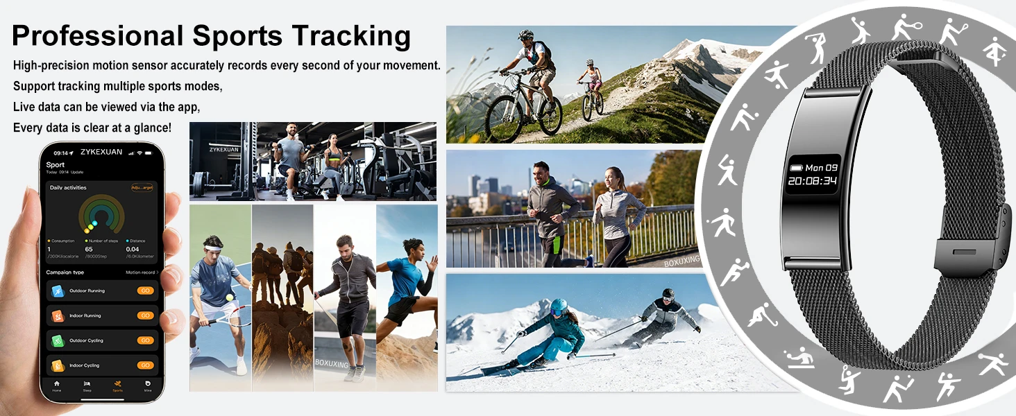 Fitness Tracker Smart Armband Mit Herzfrequenz Und Gps Für Herren_voghion.com