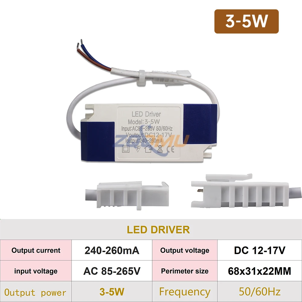 AC 85-265V LED driver 1-3W 3-5W 4-7W 8-12W 12-18W 18-24W Output 240-260mA Lighting Transformer For Home Lighting Power Supply