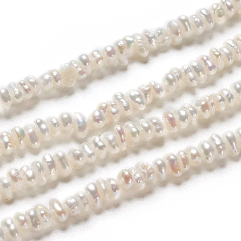 about 66~69pcs/strand Natural Cultured Freshwater Pearl Beads Strands  Rondelle  Antique White  3~4.5x1.5~2mm  Hole: 0.5mm