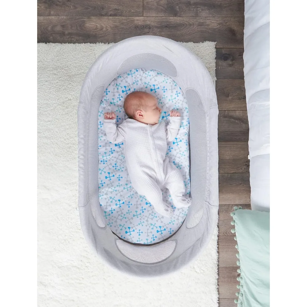 Baby Basics™ Infant Bassinet, Gray, Portable and Collapsible, includes Padded Insert