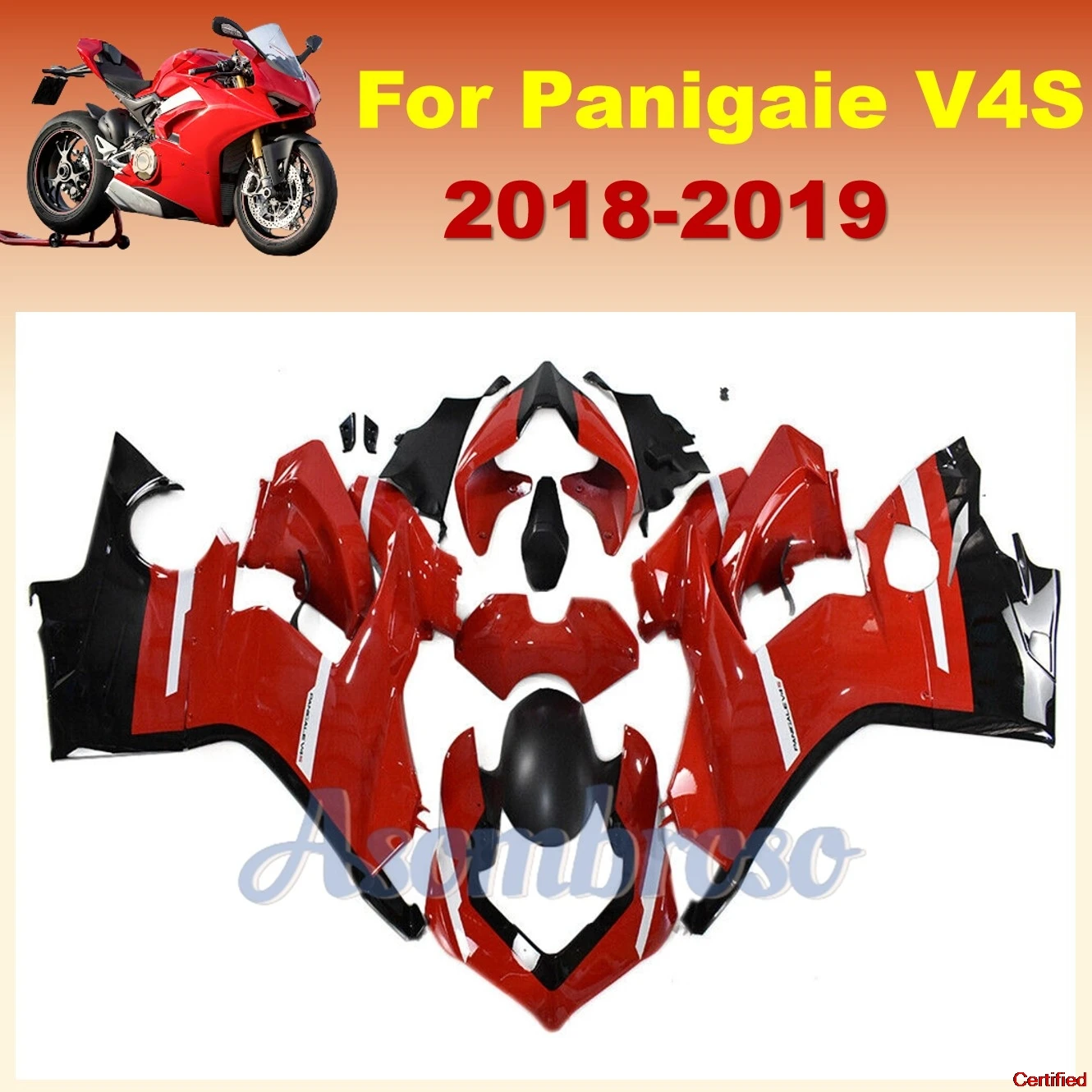 

Обтекатели для всего тела мотоцикла, подходят для Ducati Panigale V4 V4S 2018 2019 V 4 18 19, комплект глянцевых красных обтекателей