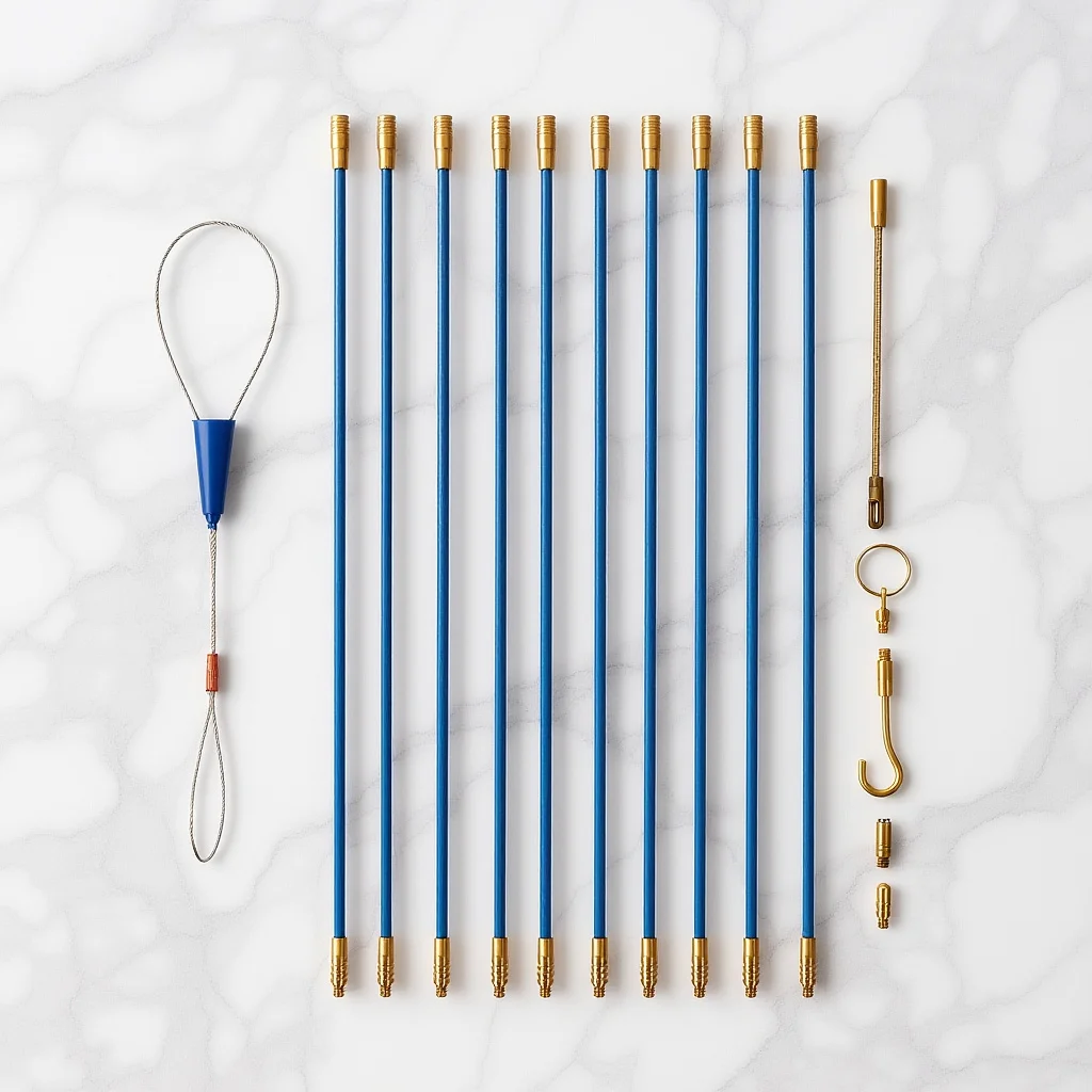 

Coaxial Electrical Pull Push Kit 1 Set Fiberglass Fish Tape Wire Fishing Tool for Cable Installation Portable Electrician Rods