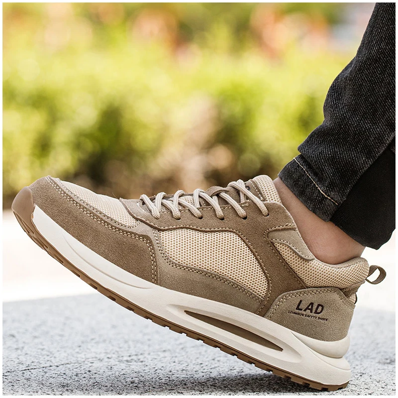 men's casual breathable steel toe caps work safety shoes worker security boots outdoors summer safe sneakers protective footwear