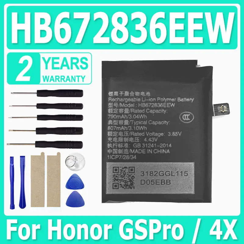 

New Battery HB672836EEW For Huawei Honor GS Pro GSPro 4X GLL-AL01 GLL-AL09 NIK-AL00 ASN-AL10 Watch Replacement Batteries 790mAh
