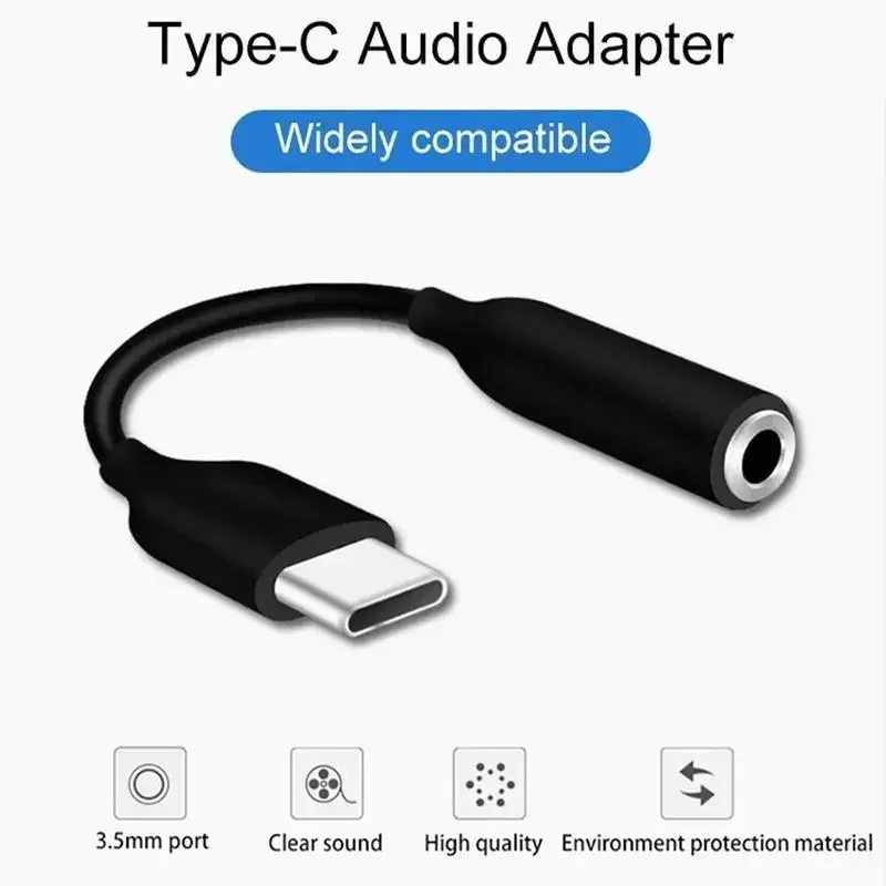 Type C To 3.5mm Audio Cable Headphone Jack Adapter Audio Plug Adapter For Xiaomi, Redmi,Google, Huawei Headphone Cable Converter