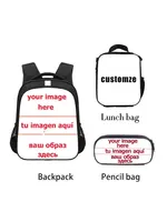 3 unids/set mochilas personalizadas adolescentes niños niñas mochilas niños mochila bolsa de almuerzo estuche para bolígrafos
