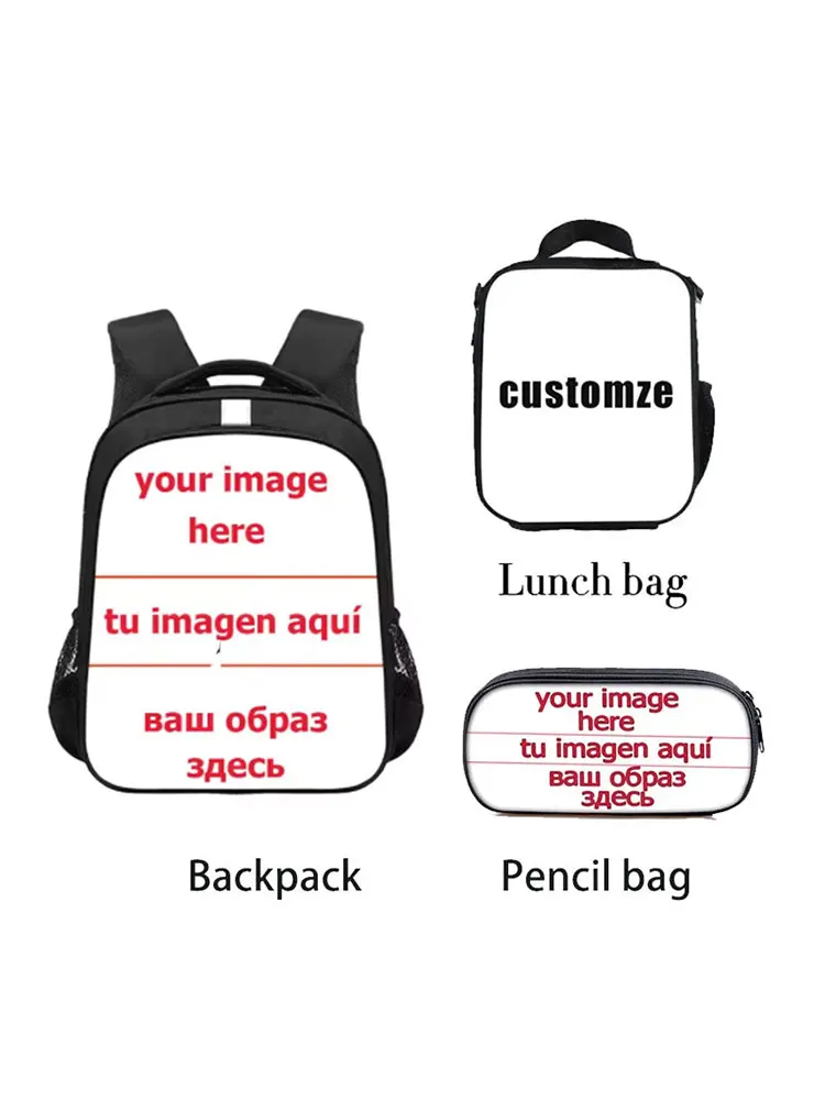 3 sztuk/zestaw niestandardowe plecaki nastolatek chłopcy dziewczęta Bookbags dzieci tornister torba na drugie śniadanie Penicl Case