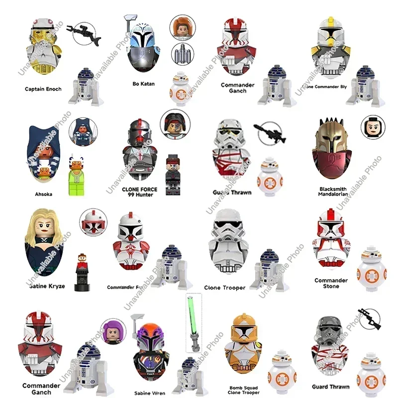 Blocos de Construção Clone Trooper, Dath Vader, Rex Figures Bricks, Mandalorianos, Modelo de Ação Han Solo, Brinquedo infantil, Novo, Brinquedos quentes