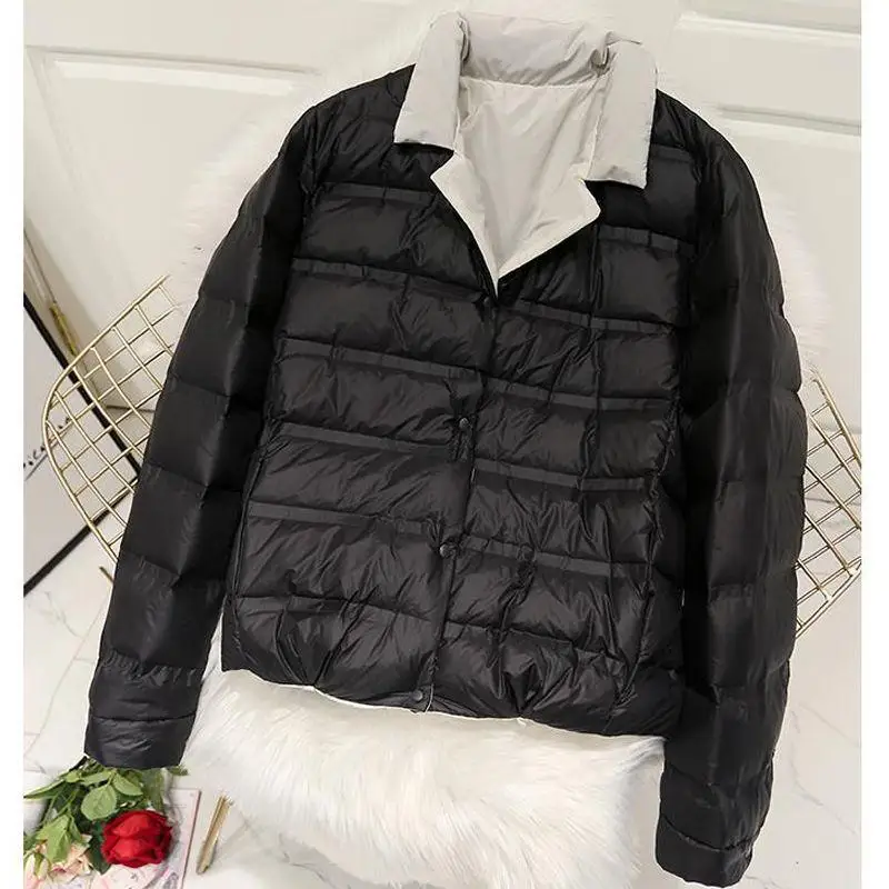 

Двусторонняя легкая женская куртка-пуховик в корейском стиле, модная, для похудения, зимняя, для поездок на работу, ветрозащитная