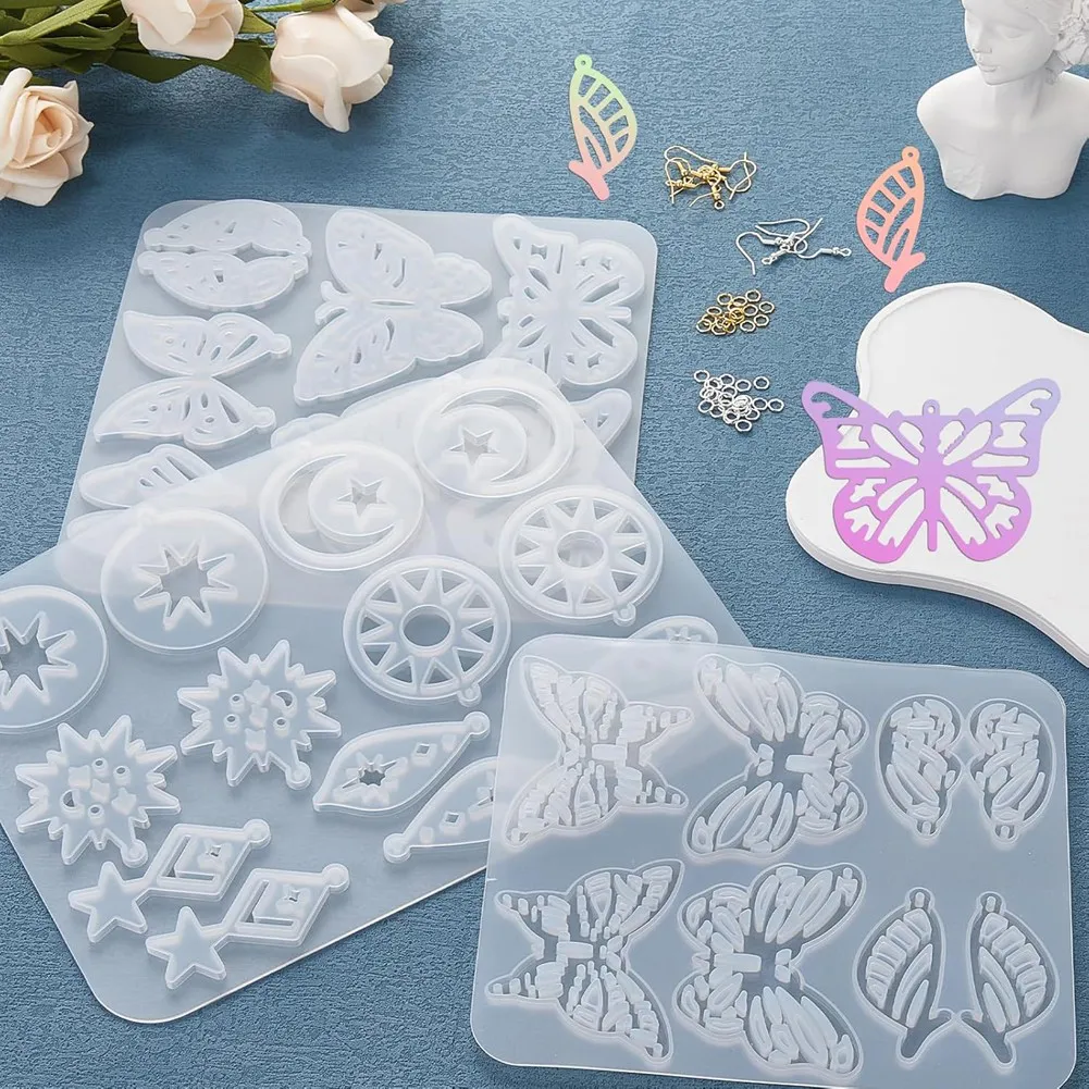 

A95D-143Pcs Resin Earring Mold Kit Silicone Resin Molds Resin Molds For Jewelry,DIY Art Craft