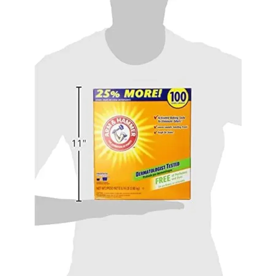 مسحوق منظف الغسيل المضاد للحساسية، عطر وخالي من الصبغ، 6.16 رطل، 100 تحميل #3