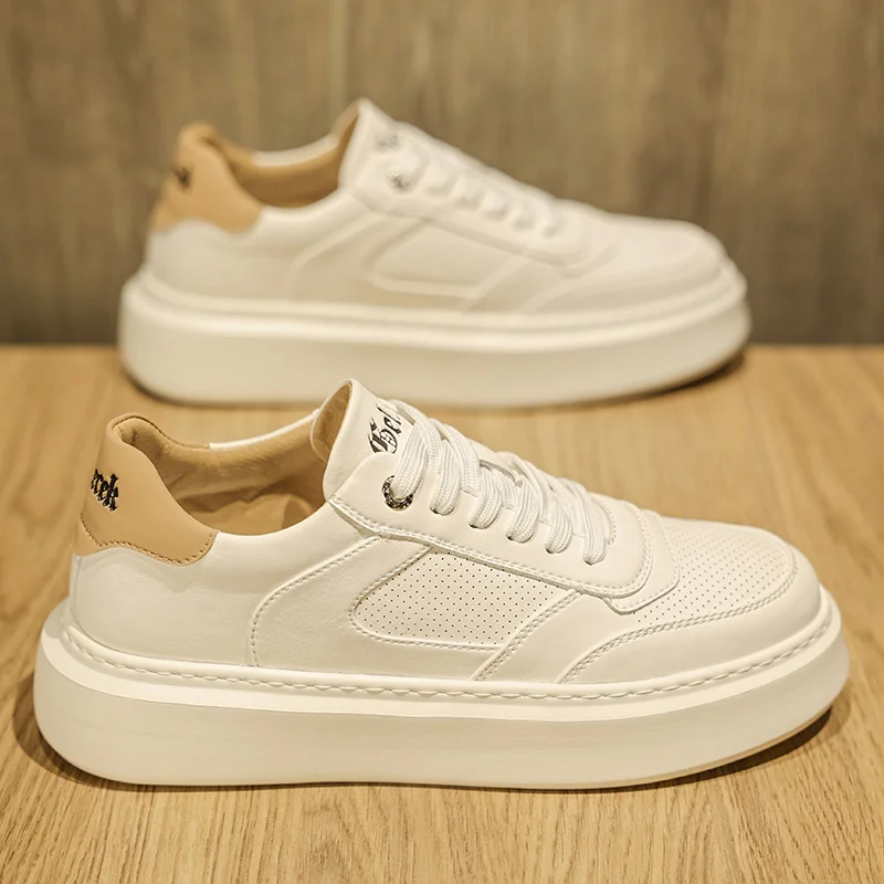 

Men's Casual Shoes Spring Trendy Brand High-End Sensation Versatile Leisure Board Shoes Men's Leather Shoes Sports Thick Bott...